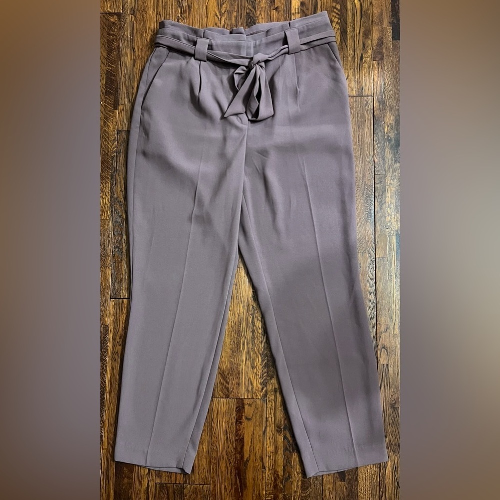 EXPRESS High Rise Belted Paperbag Ankle Trouser in Mauve Size 12